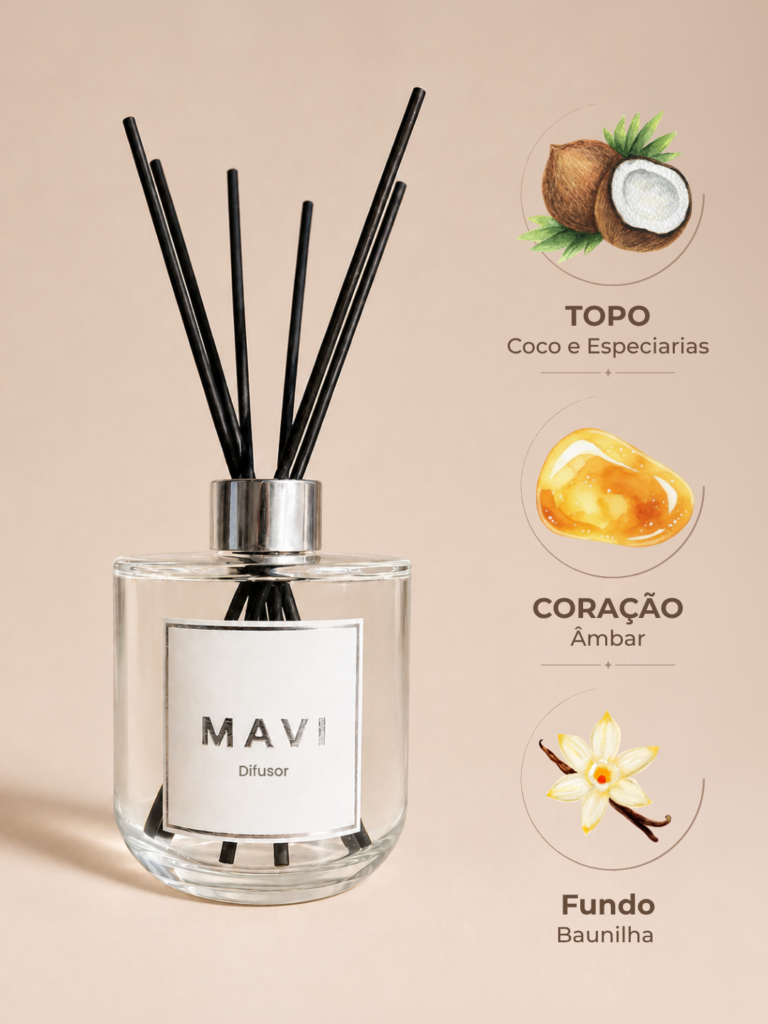 Difusor de Varetas Premium Mavi - Dark amber & coconut