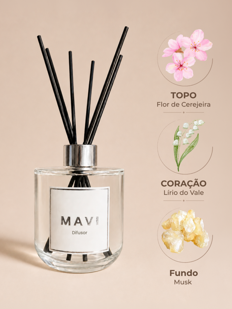 Difusor de Varetas Premium Mavi - Flor de Cerejeira e Lírio