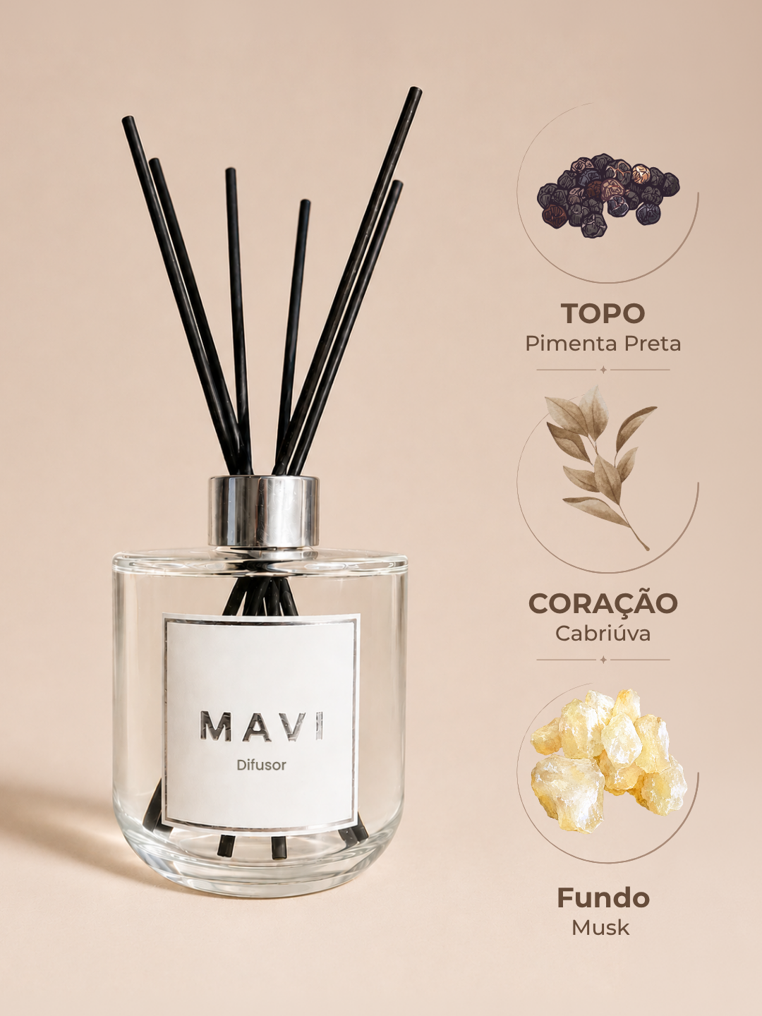 Difusor de Varetas Premium Mavi - Pimenta Preta Difusor de Varetas Premium Mavi - Pimenta Preta