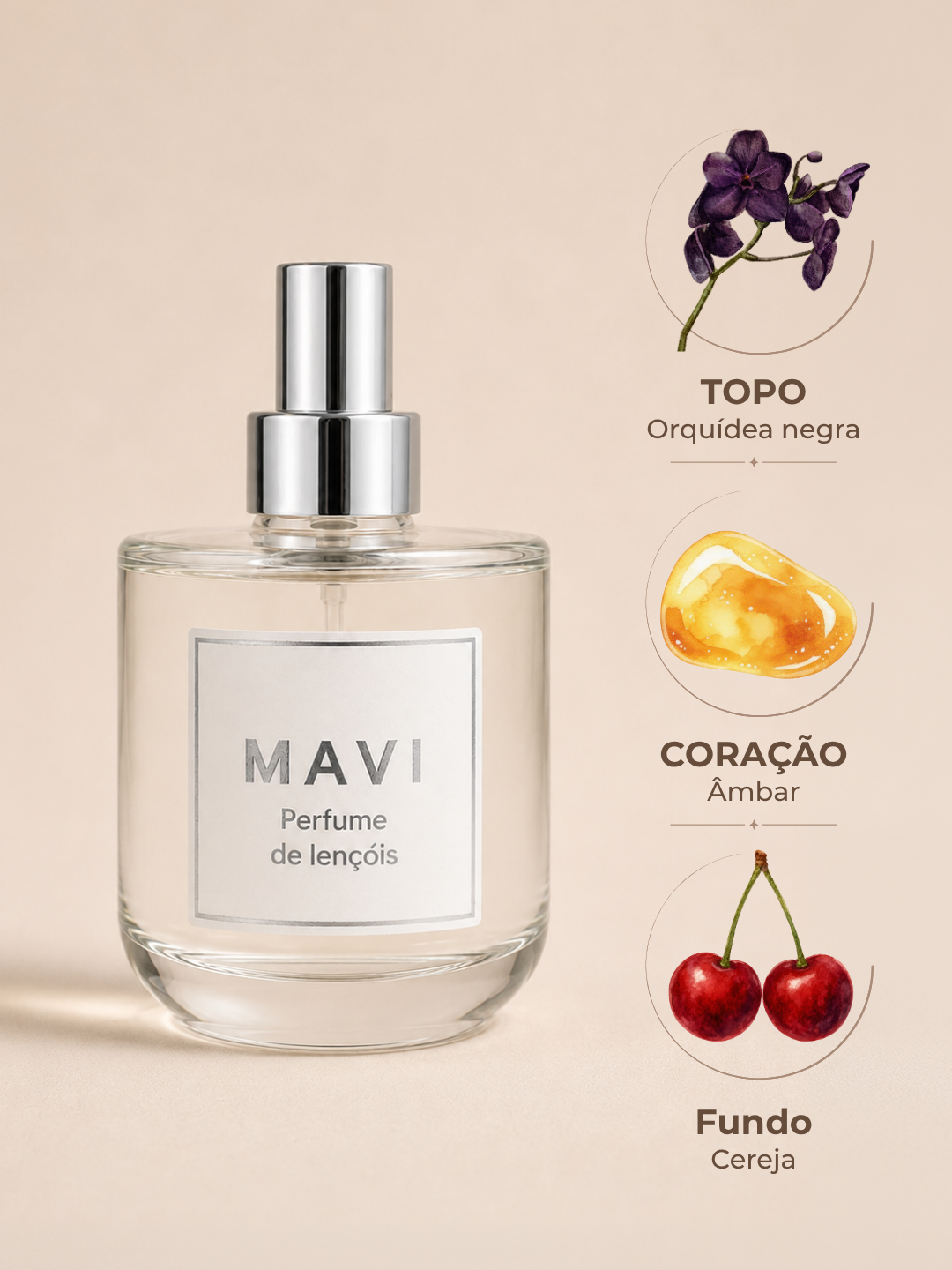 Perfume para Lençóis Premium Mavi - Dark amber com cereja Perfume para Lençóis Premium Mavi - Dark amber com cereja